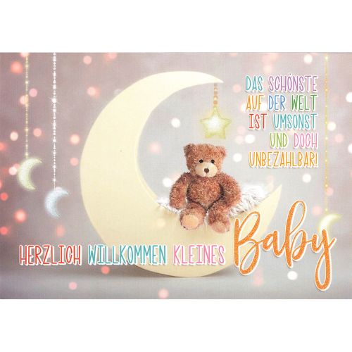 Glückwuschkarte Zum Baby (Teddybär)