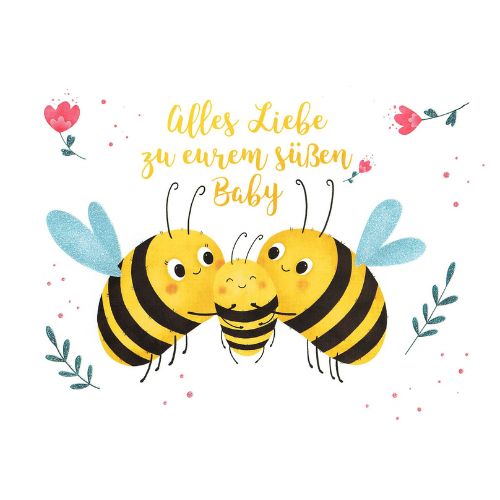 Glückwunschkarte Zum Baby (Bienen)