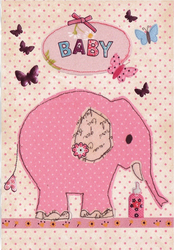 Glückwunschkarte Elefant Baby - Mädchen