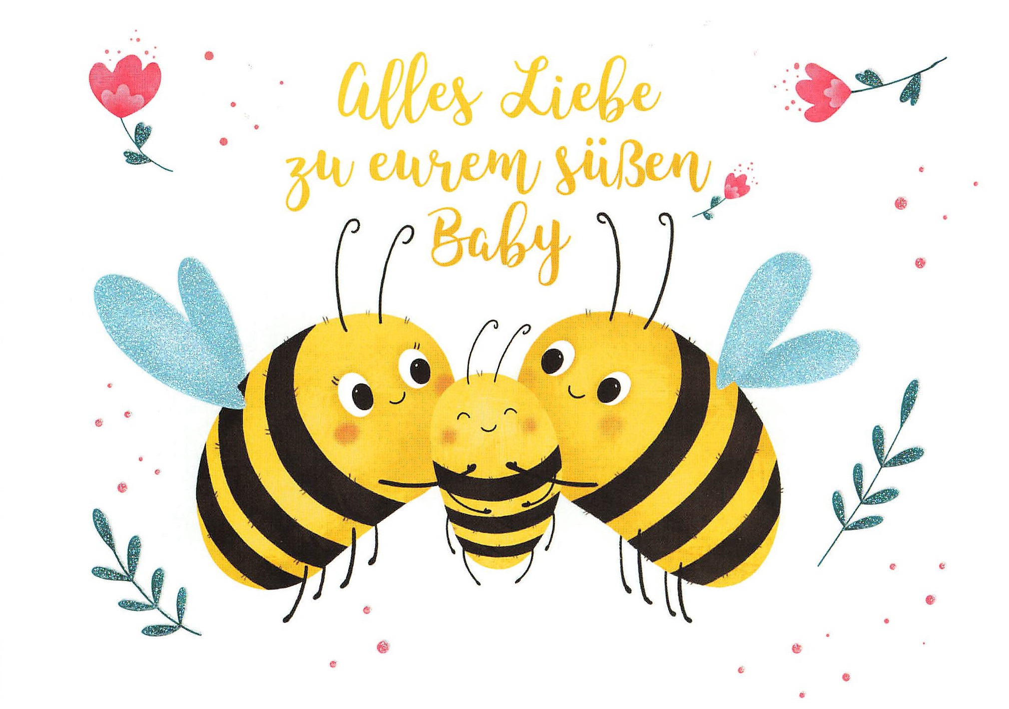 Glückwunschkarte Bienenfamilie