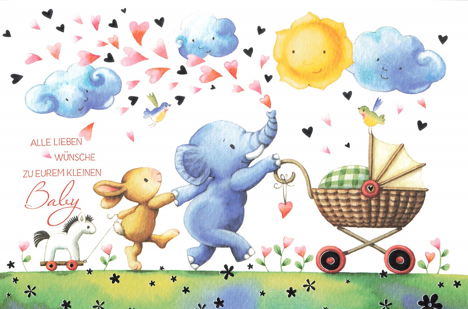 Glückwunschkarte Alle lieben Wünsche mit Elefant